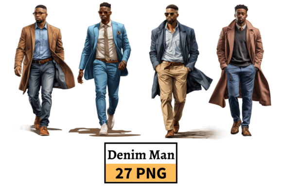 African American Man in Denim Jeans PNG