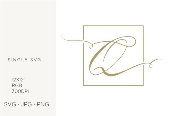 Gold Script Letter Q Inside Square Frame: Elevating Your Design Projects with Premium Digital Assets