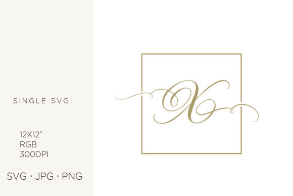 Gold Script Letter X Inside Square Frame: A Guide to Professional Digital Design Usage