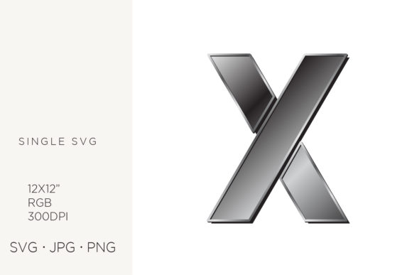 Industrial Silver Letter X Vector