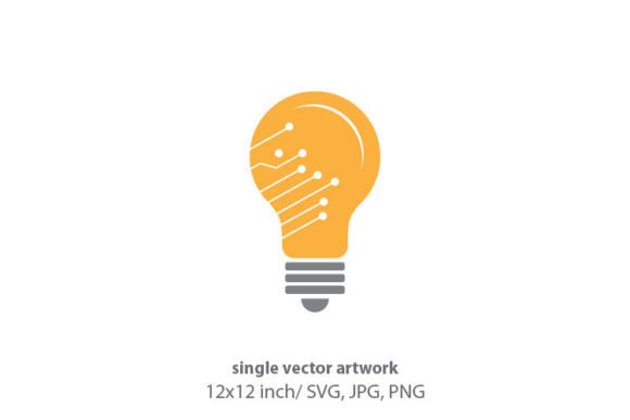 Light Bulb with Circuit Vector Art