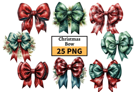 Red Green Christmas Bows Clipart PNG: Elevating Holiday Design with Versatile Digital Assets