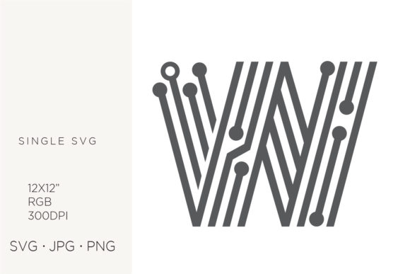 Tech Monogram W: Digital Vector Letter Art