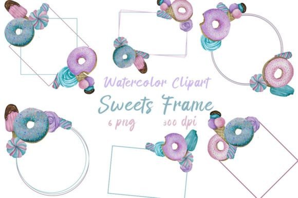 Watercolor Sweets Frame PNG Guide
